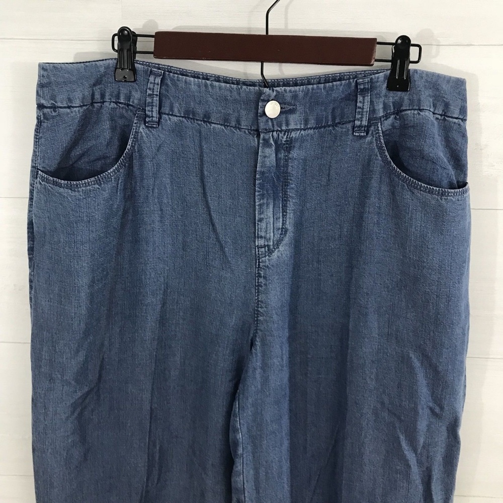 Chicos SZ 2 US 12 Platinum Chambray Trouser Pants - Picture 2 of 8